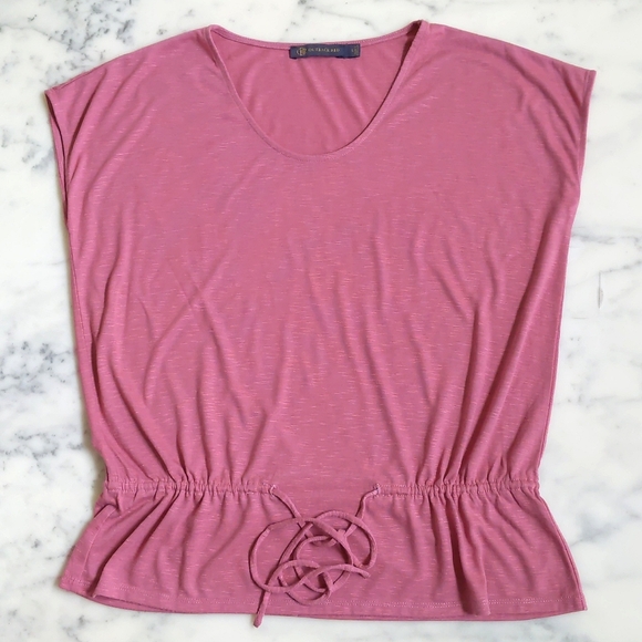 NWOT. The Limited Rayon Blended Drop Shoulder Loose Fit Bottom Tie Coral Blouse. - Picture 3 of 4